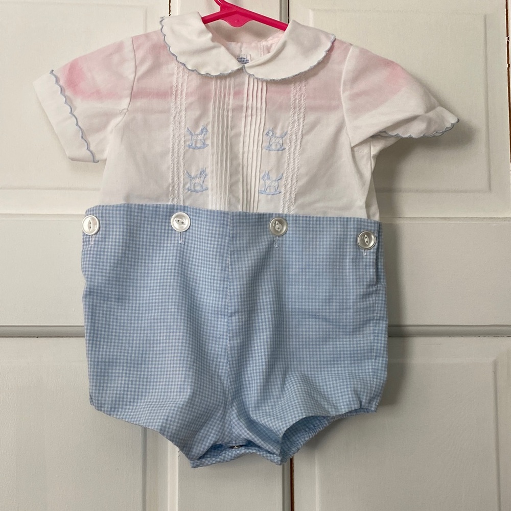 Classic Blue and White Kids Romper